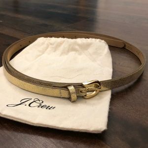 J. Crew Skinny Metallic Gold Italian Leather Belt